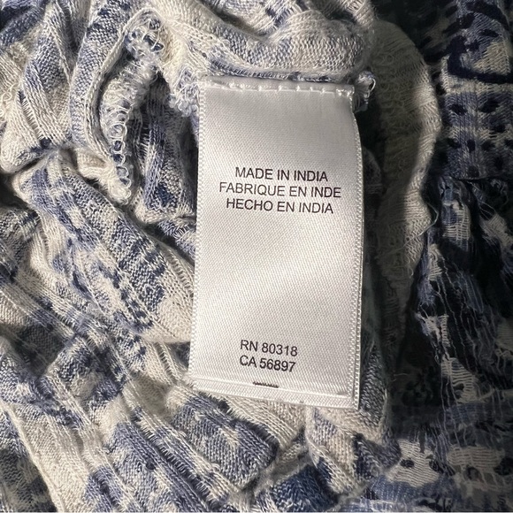Lucky Brand Blue Patterned Tunic Peasant 3/4 Sleeve Top - Picture 7 of 11